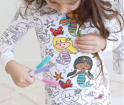 Kids Coloring Pajamas with Markers