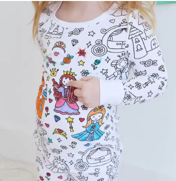 Kids Coloring Pajamas with Markers